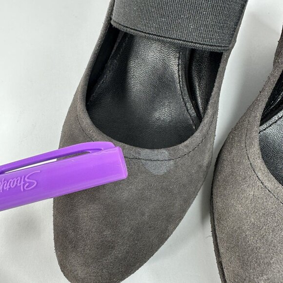 Prada‎ Linea Rossa Women's Dark Gray Mary Jane Suede Wedge Heels EU 37.5 /US 7 - Picture 12 of 17